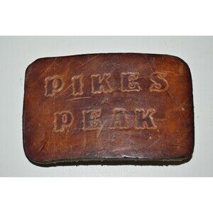 Vintage Leather PIKES PEAK CO Hiking Leather Custom Hand Made Belt Buckle Rare
